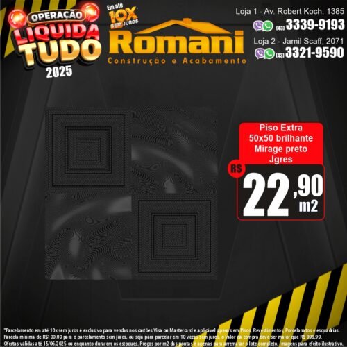 006583 PISO JGRES HD MIRAGE PT PRETO BRIL 50X50 CX 2,50*