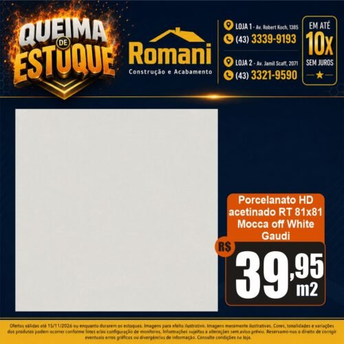 PORC GAUDI MOCCA OFF WHITE ACET 81X81 CX 1,98M*