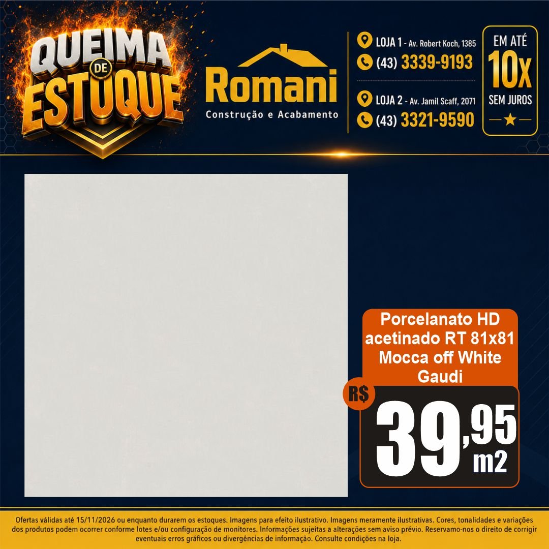 007726 PORC GAUDI MOCCA OFF WHITE ACET 81X81 CX 1,98M*