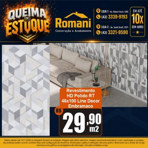 PISO EMBRAMACO LINE DECOR LUX 46X100 2,73 P45507*