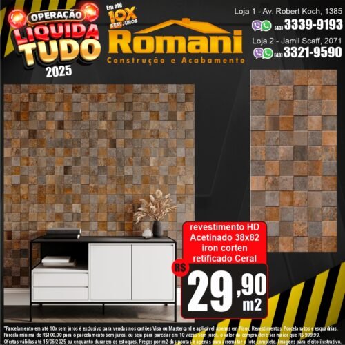 008199 REVEST CERAL IRON CORTEN RT ACET 38X82 CX 2,18*