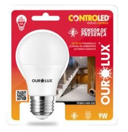 008209 CONTROLED 9W SENSOR PRESENCA 6500K OUROLUX - 20510