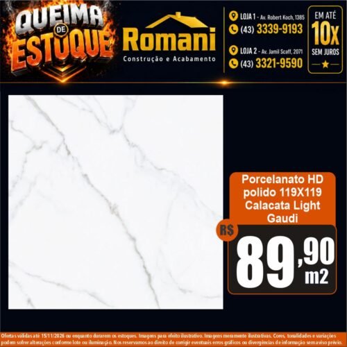 008337 PORC GAUDI CALACATA LIGHT 119X119 CX C/2,83MT*