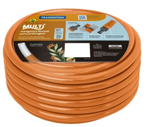 008461 MANGUEIRA MULTI PVC LARANJA P/JARDIM 20MTS TRAMONT