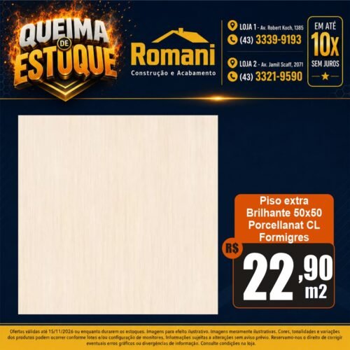 PISO FORMIGRES PORCELLANAT CL 50X50 CX 2,50*