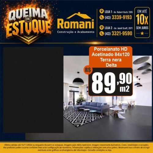 008646 PORC RET TERRA NERA 84X120 CX 3,00 ESM AC DELTA*