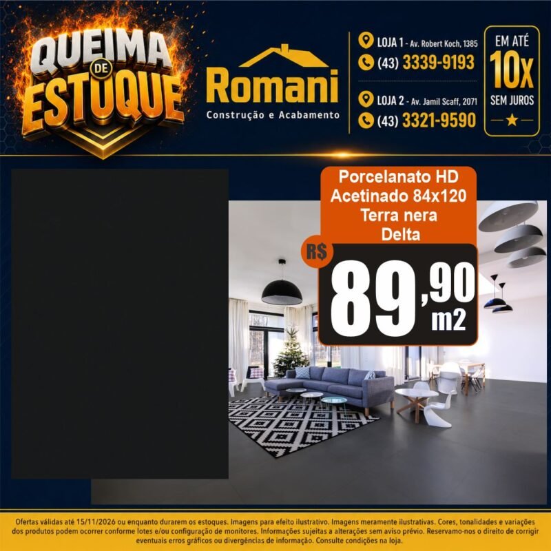PORC RET TERRA NERA 84X120 CX 3,00 ESM AC DELTA*