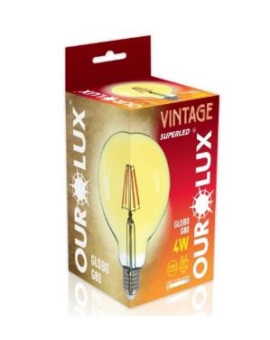 008676 VINTAGE LED GLOBO G80 4W BIV 2400K OUROLUX 05345