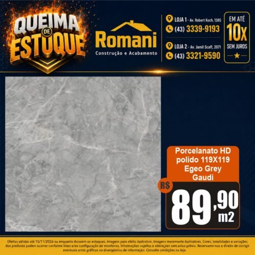 009078 PORC EGEO GREY POLIDO GAUDI 119X119 CX 2,83*