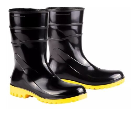 009082 BOTA PVC PRETA S.AMARELA S/F S/B CARTOM 38
