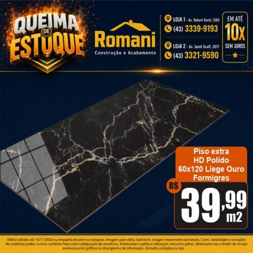 009101 PISO GRAN LIEGE OURO NERO RT POL 60X120 C/2,16*