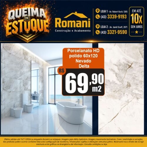 009120 PORC DELTA NEVADO RT ESM POLIDO 60x120 2,88MT*