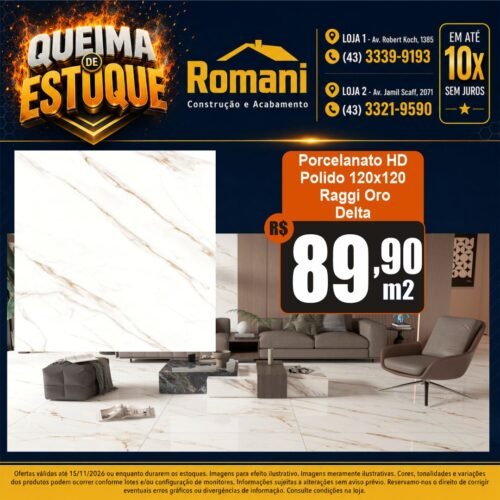009121 PORC DELTA RAGGI ORO RT POLIDO 120X120 2,88MT*