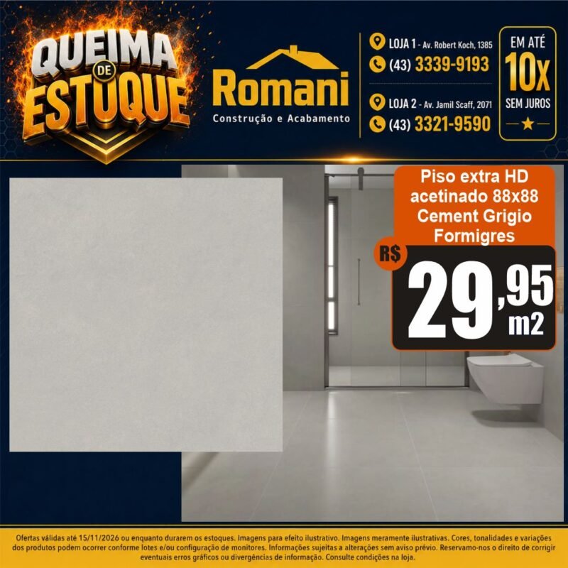 PISO FORMIGRES CEMENT GRIGIO MATE 88X88 CX 2,32*