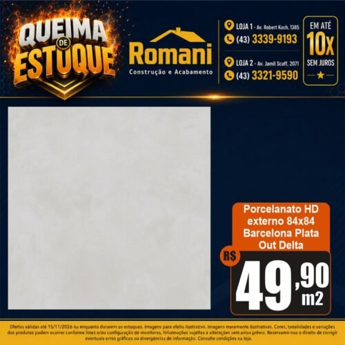 009213 LOTE PORC BARCEL PLATA OUT 84X84 2,12 (44,52M) 3L