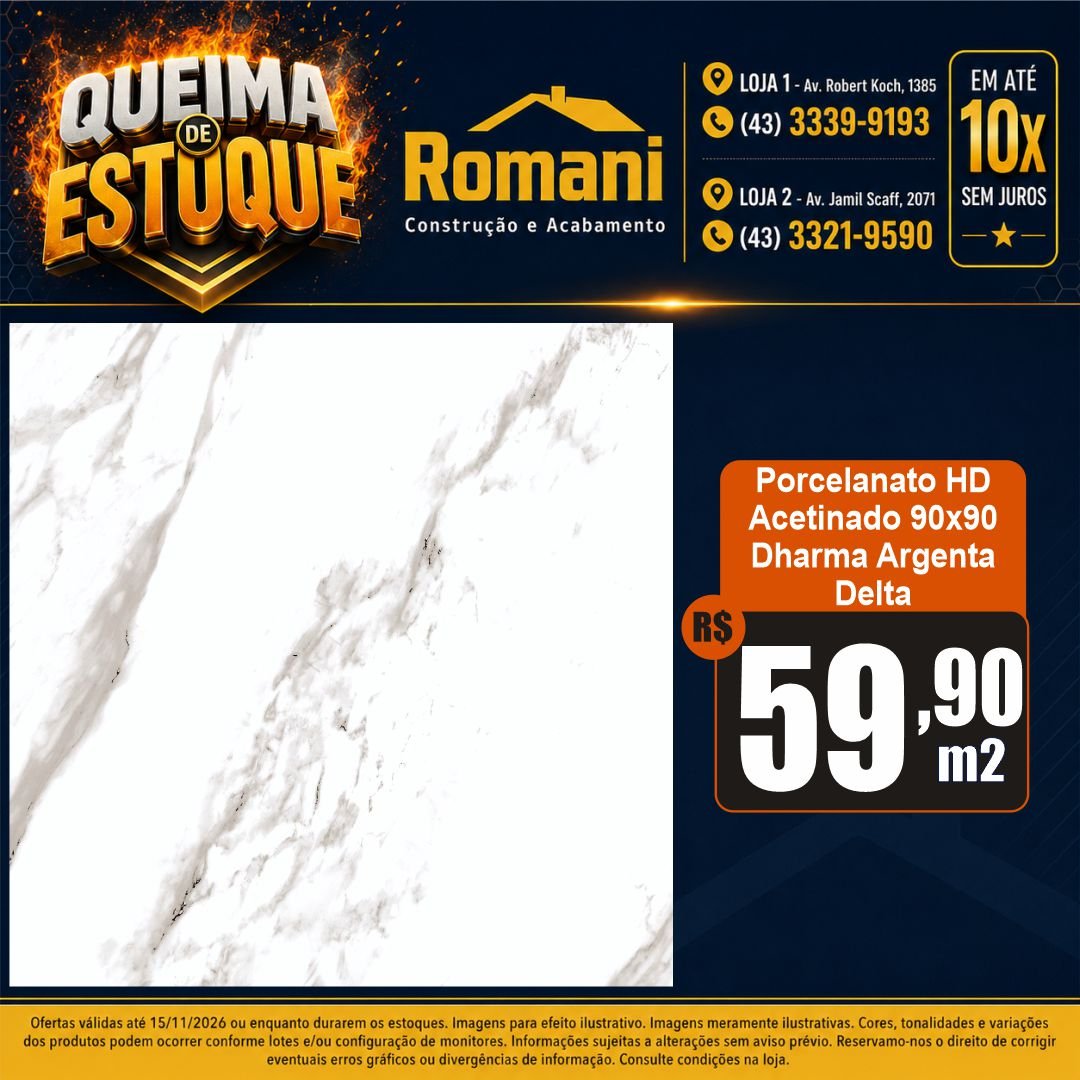 009227 PORC DELTA DHARMA ARGENTA RT ACETINA 90X90 CX2,43*