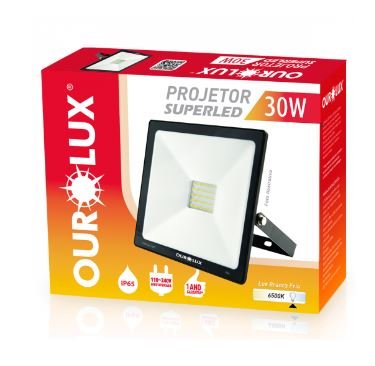 REFLETOR LED 50W BIV PRETO 6500K OUROLUX 03265(10)